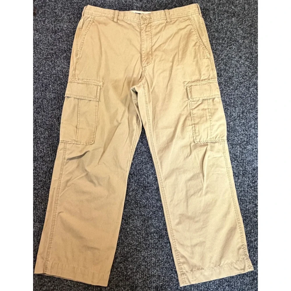 Banana Republic Mens Khaki Cargo Pants 38x32 Tan Cotton Straight Leg 262165